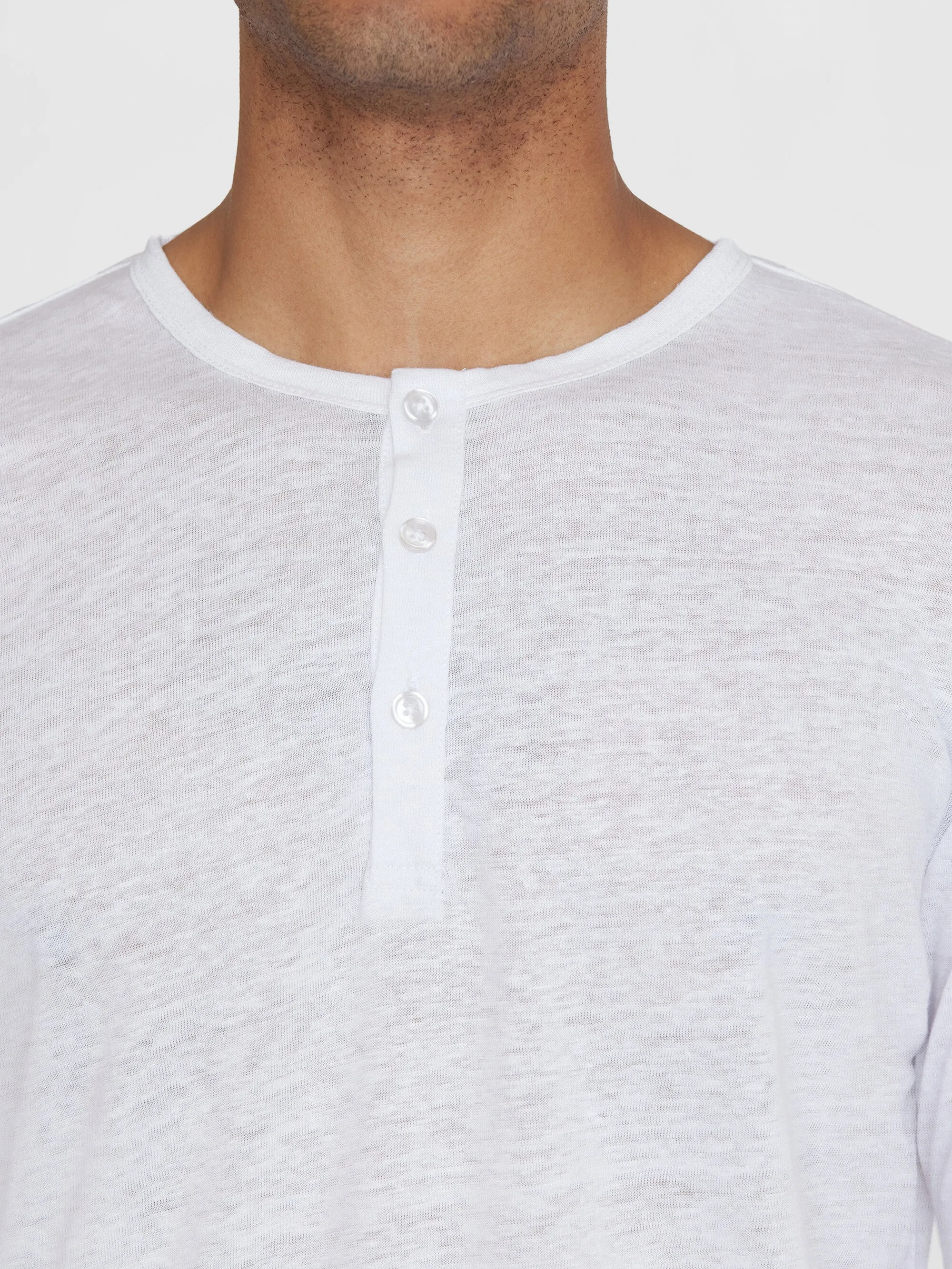 Regular linen henley - GOTS/Vegan - Bright White