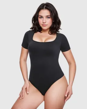 Revenge Body Short Sleeve Square Neck Thong Bodysuit