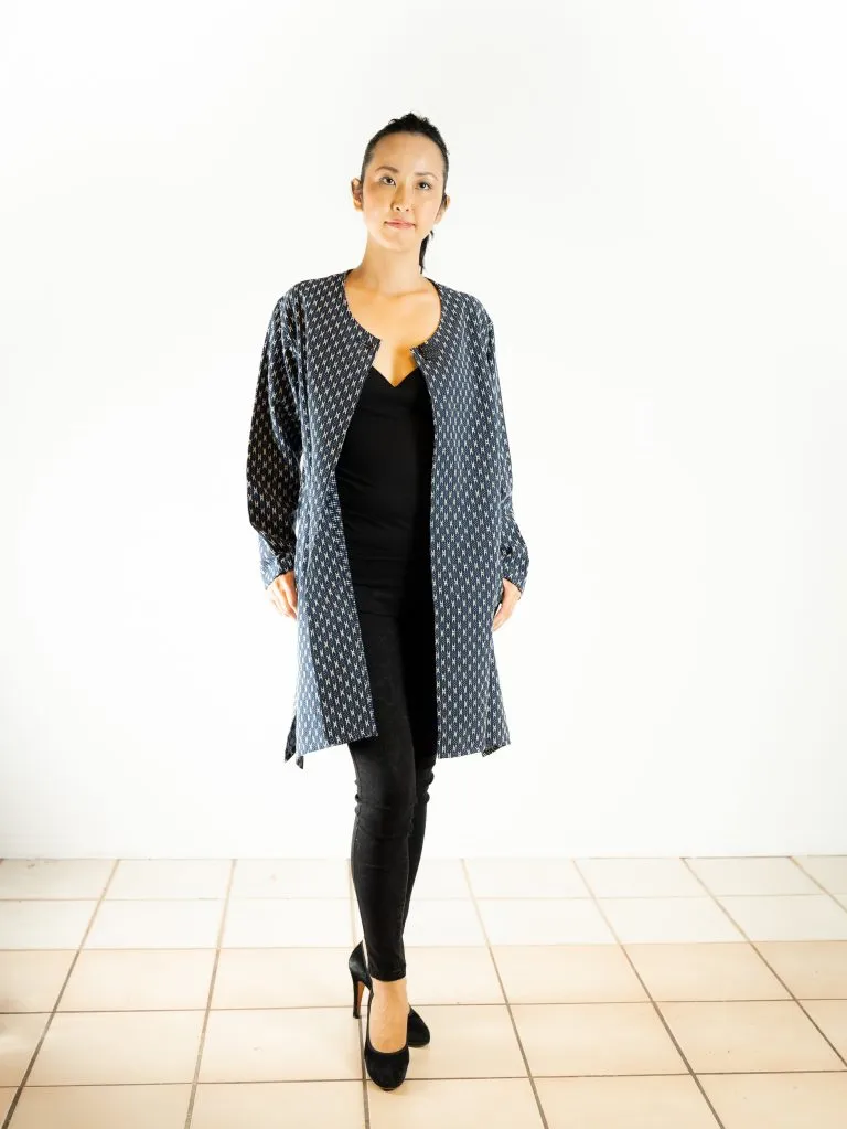 Sasaki Gallery | SSK 5B Long Jacket No Collar - Sashiko