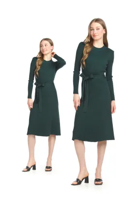 SD15416 GREEN Ribbed Viscose Blend Flare Sweater Dress