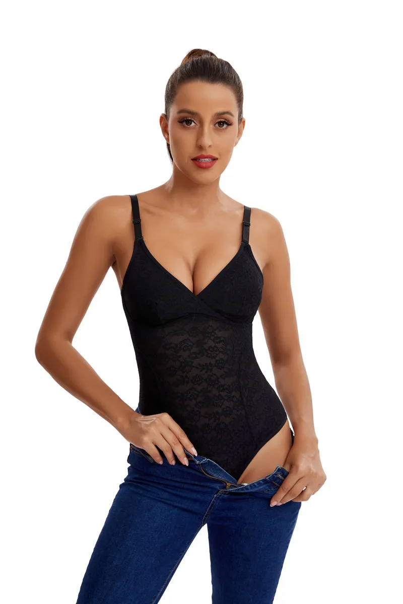 Shaping Lace Tummy Control Thong Shapewear Bodysuit