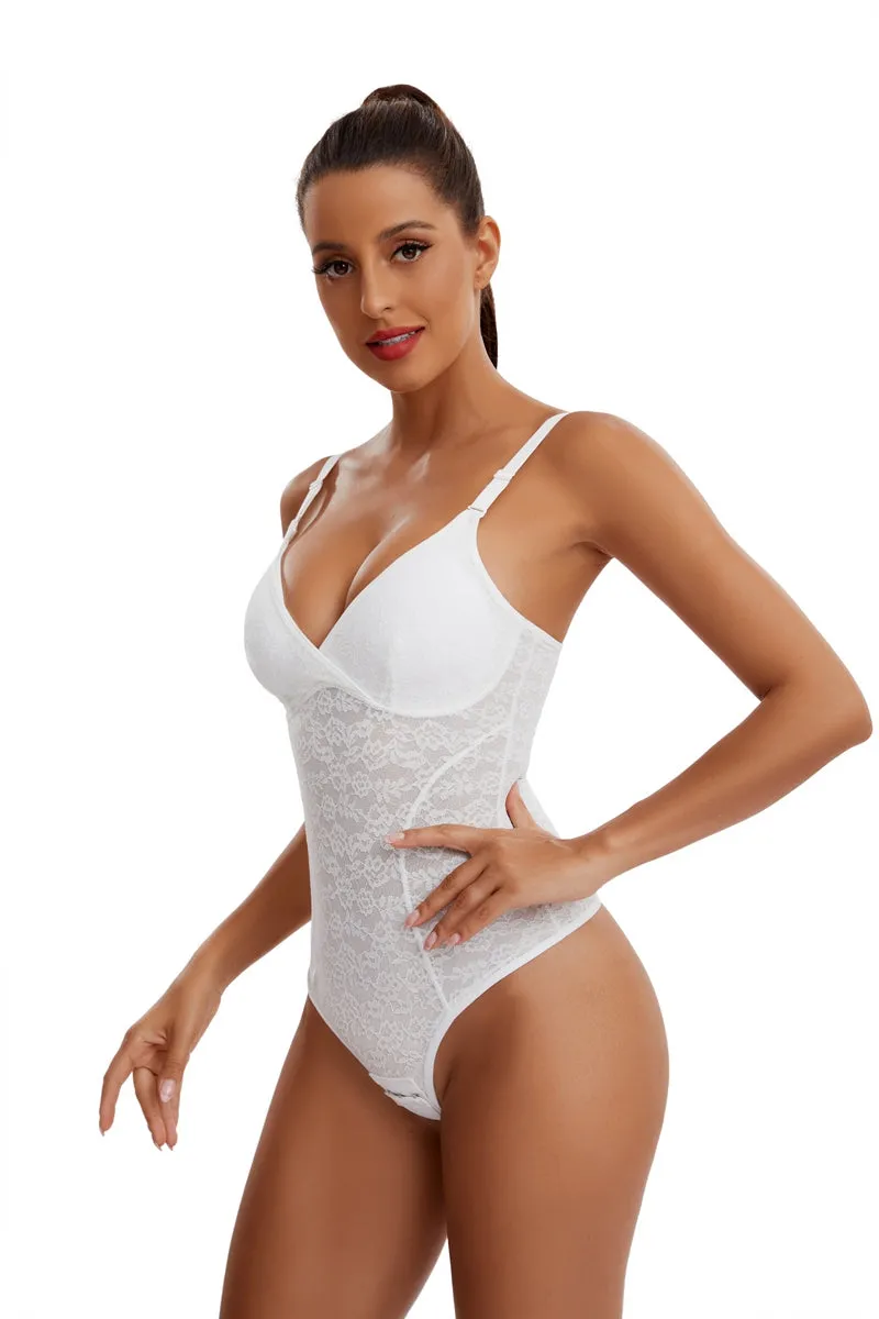 Shaping Lace Tummy Control Thong Shapewear Bodysuit