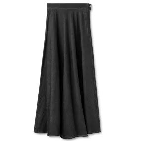 Signature Summer Circle Midi Skirt IN: Black Denim