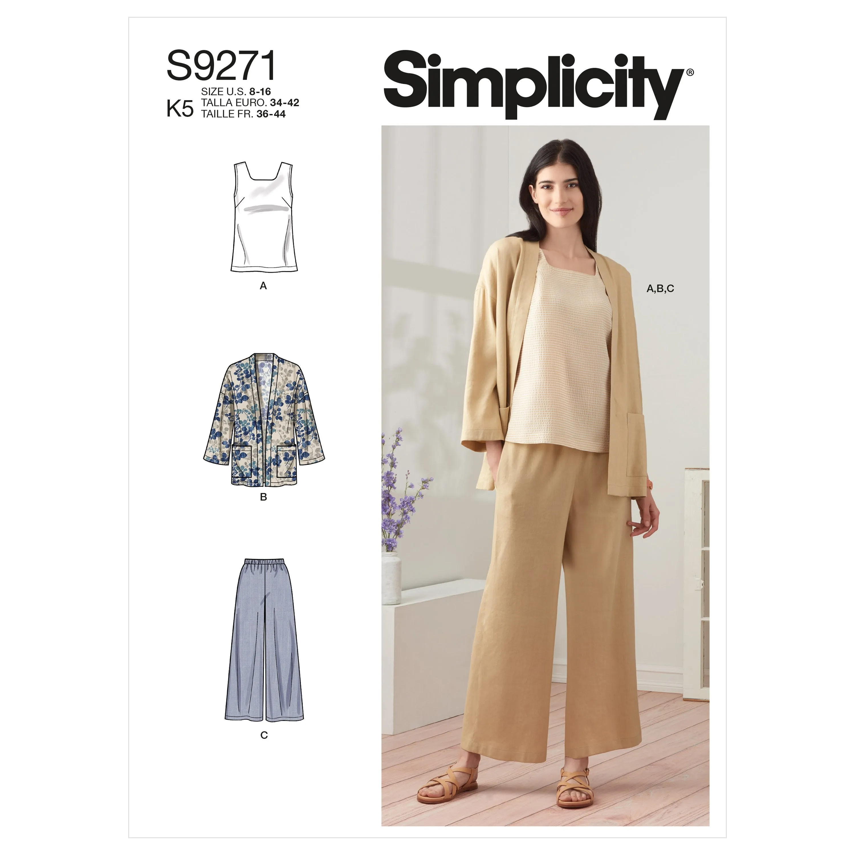 Simplicity Sewing Pattern 9271 Soft Jacket, Top and Pants