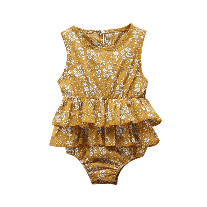 Sleeveless Frilled Floral Baby Collection Bodysuit Commercial Summer