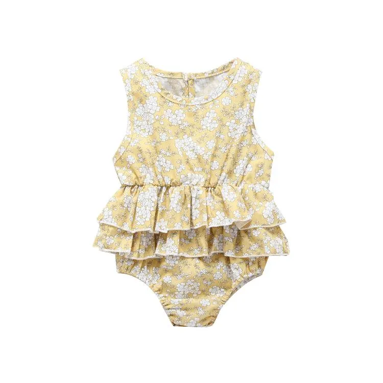 Sleeveless Frilled Floral Baby Collection Bodysuit Commercial Summer