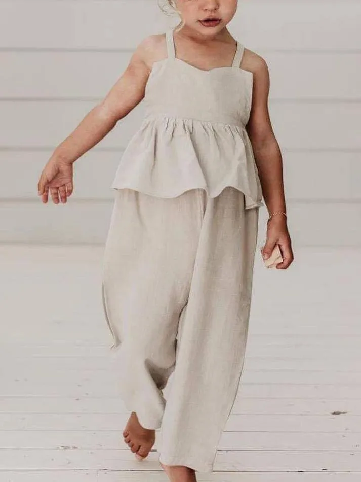 Solid Color Baby Girl Stylish Jumpsuit