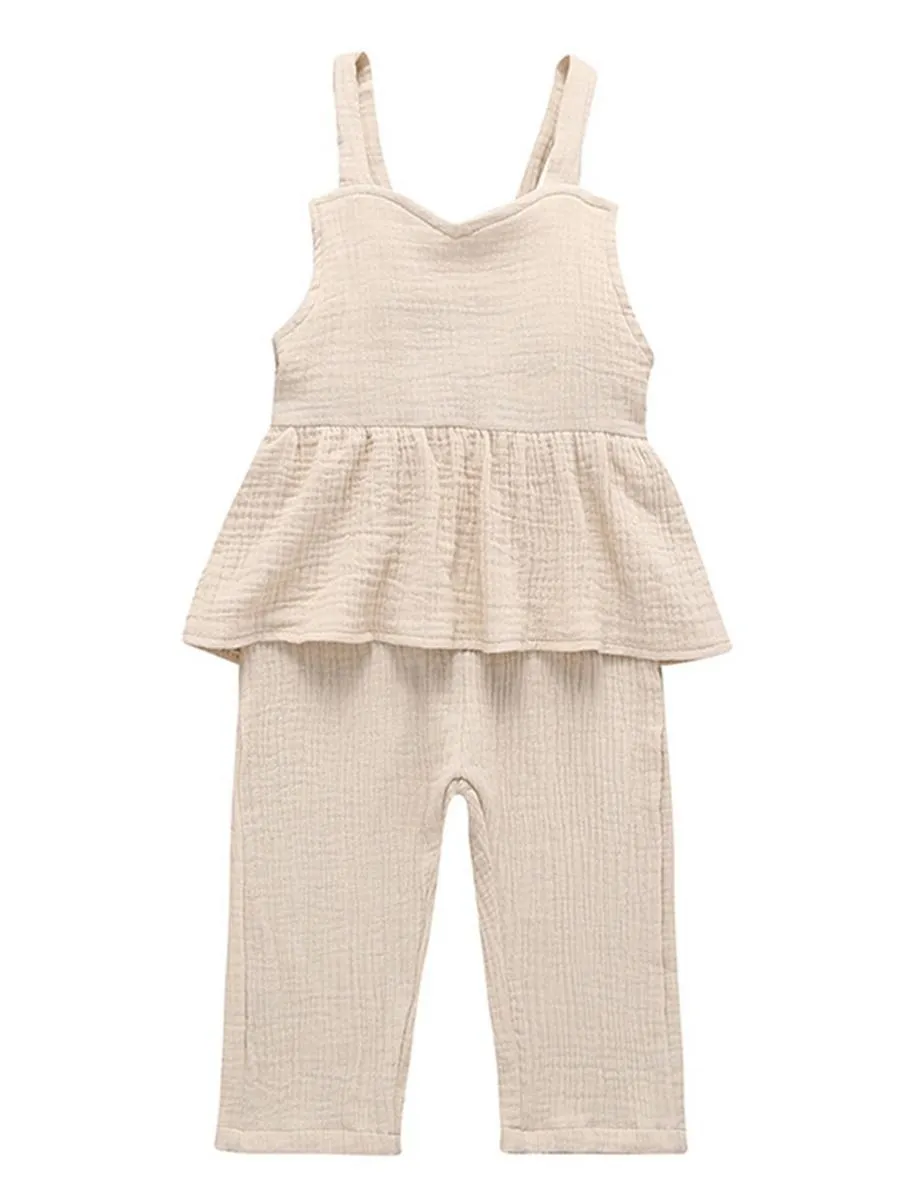 Solid Color Baby Girl Stylish Jumpsuit