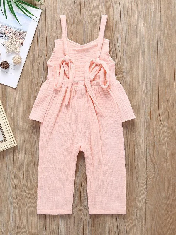 Solid Color Baby Girl Stylish Jumpsuit