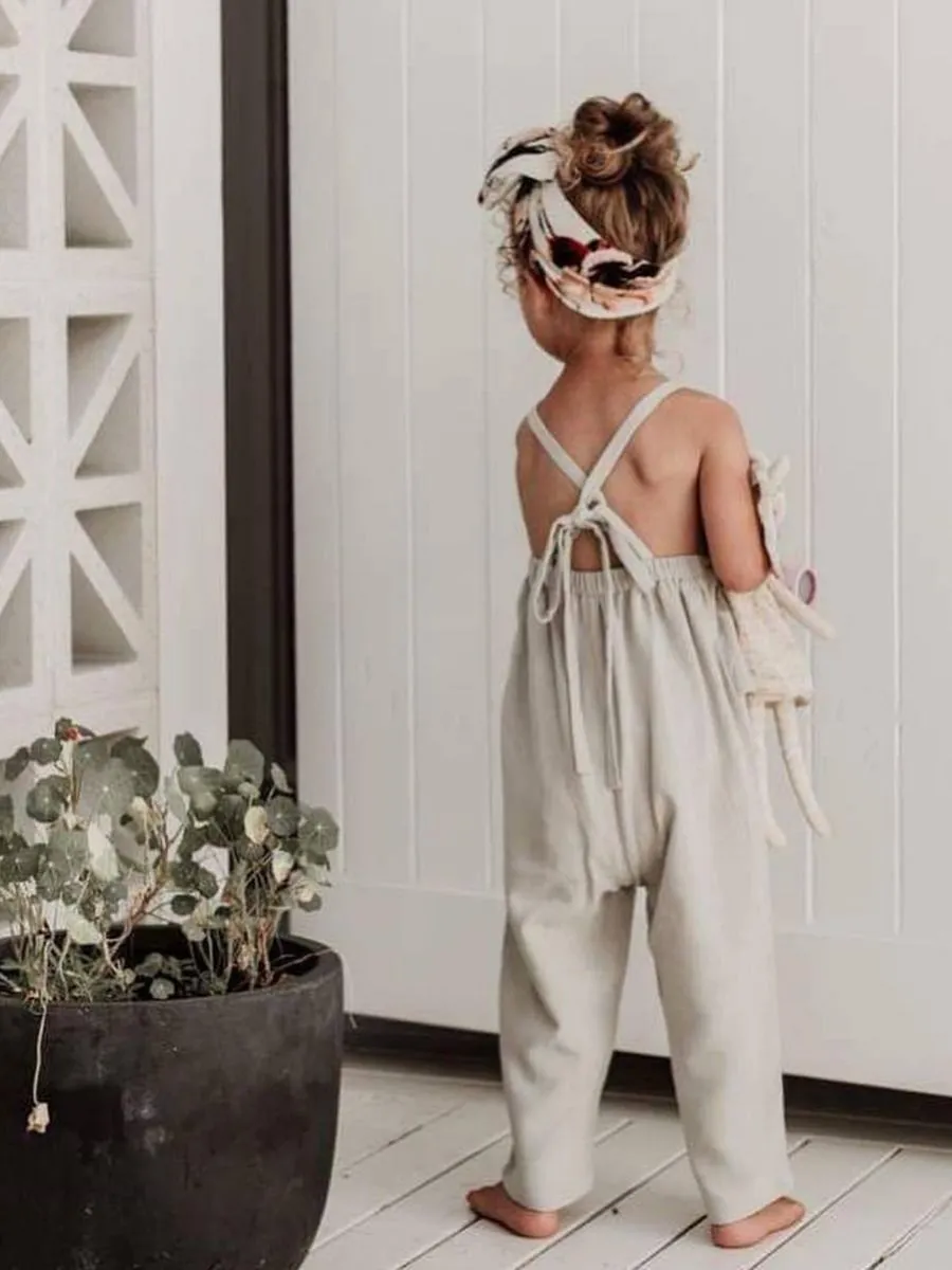 Solid Color Baby Girl Stylish Jumpsuit