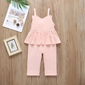 Solid Color Baby Girl Stylish Jumpsuit