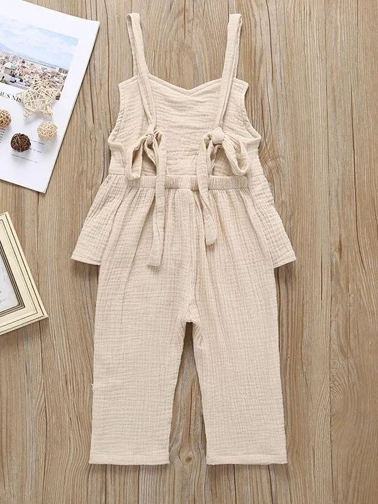 Solid Color Baby Girl Stylish Jumpsuit