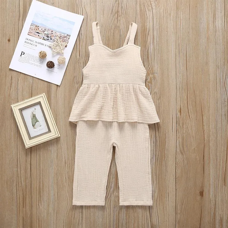 Solid Color Baby Girl Stylish Jumpsuit