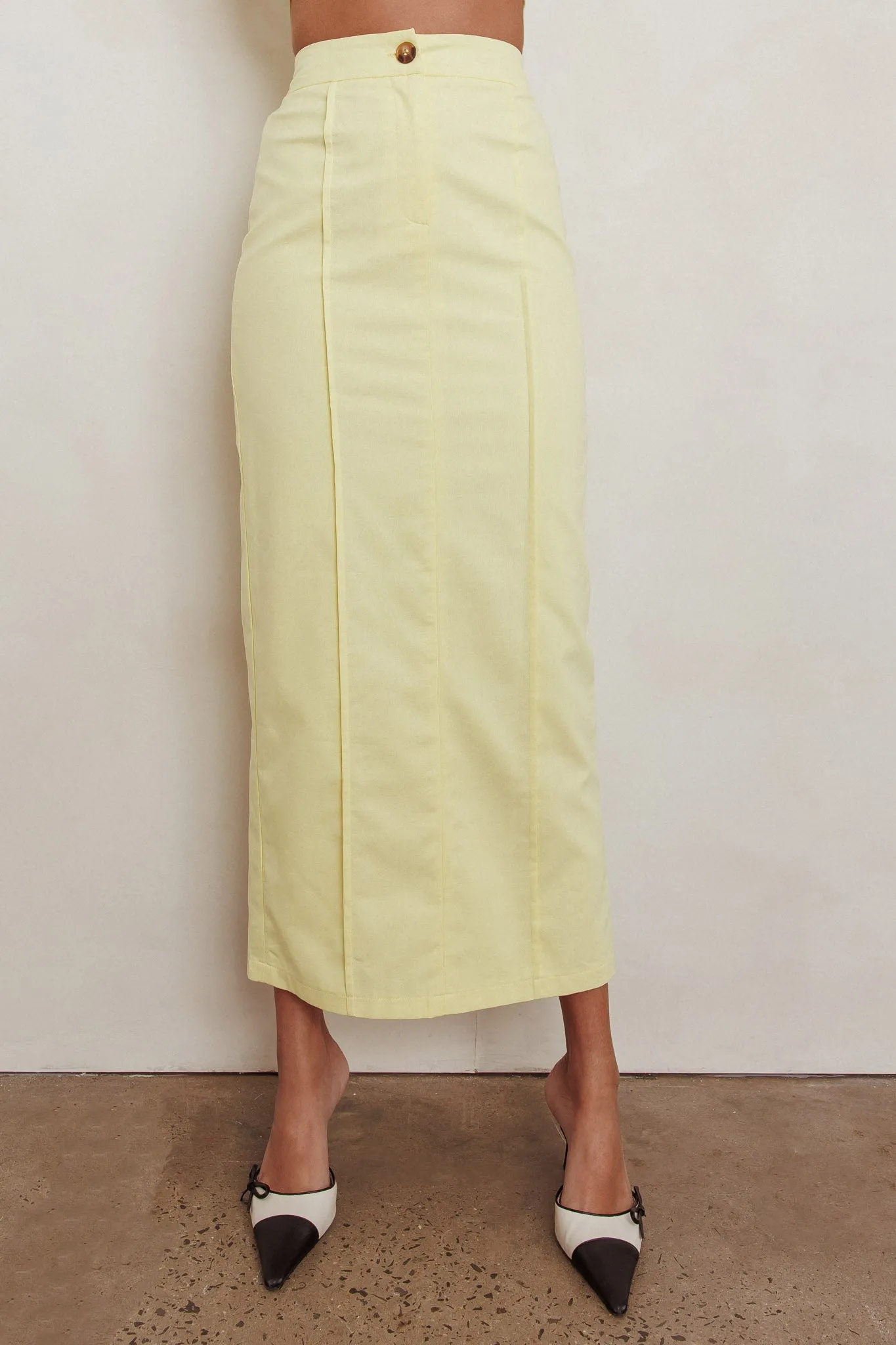 Sweet Treat Column Midi Skirt Lemon