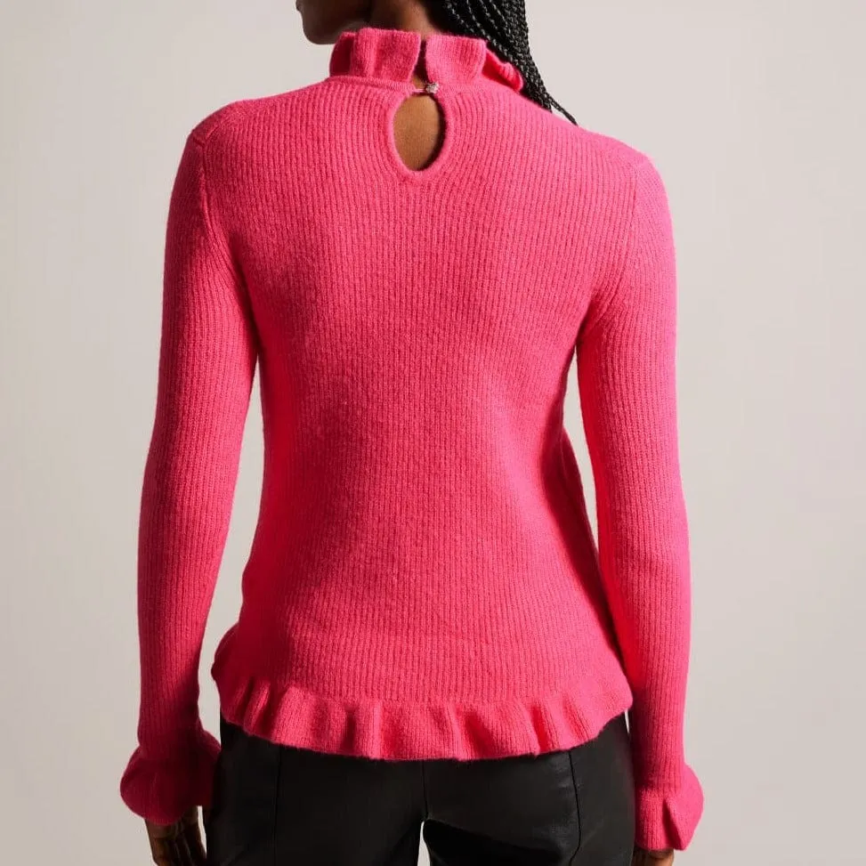 Ted Baker Pipalee Frill Detail Jumper in Pink