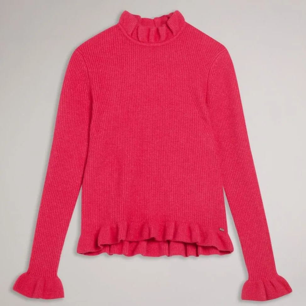 Ted Baker Pipalee Frill Detail Jumper in Pink