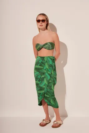 Tropical Leaves Criss Crossed Midi Skirt E3849A1844