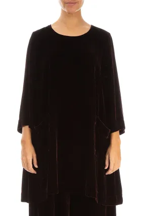 Two Pockets Merlot Silk Velvet Tunic