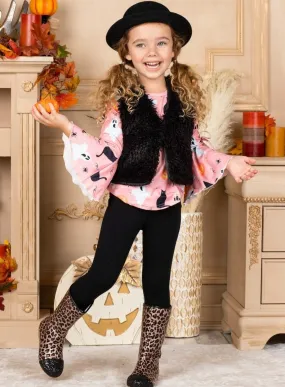 UnBOOlieveable Tunic, Faux Fur Vest and Legging Set