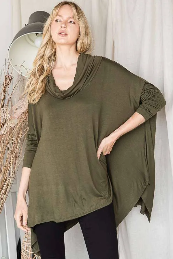 Vino, Off Shoulder or Cowl Neck Oversized Tunic Top