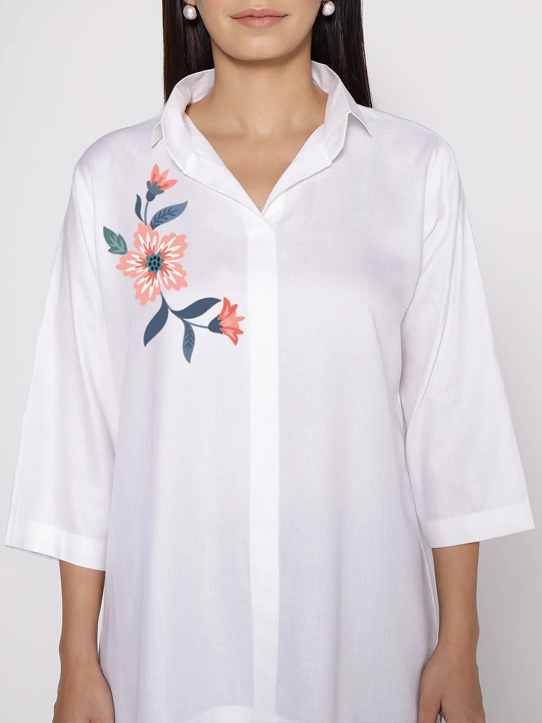 White Rayon ShirtTop - Magnolia