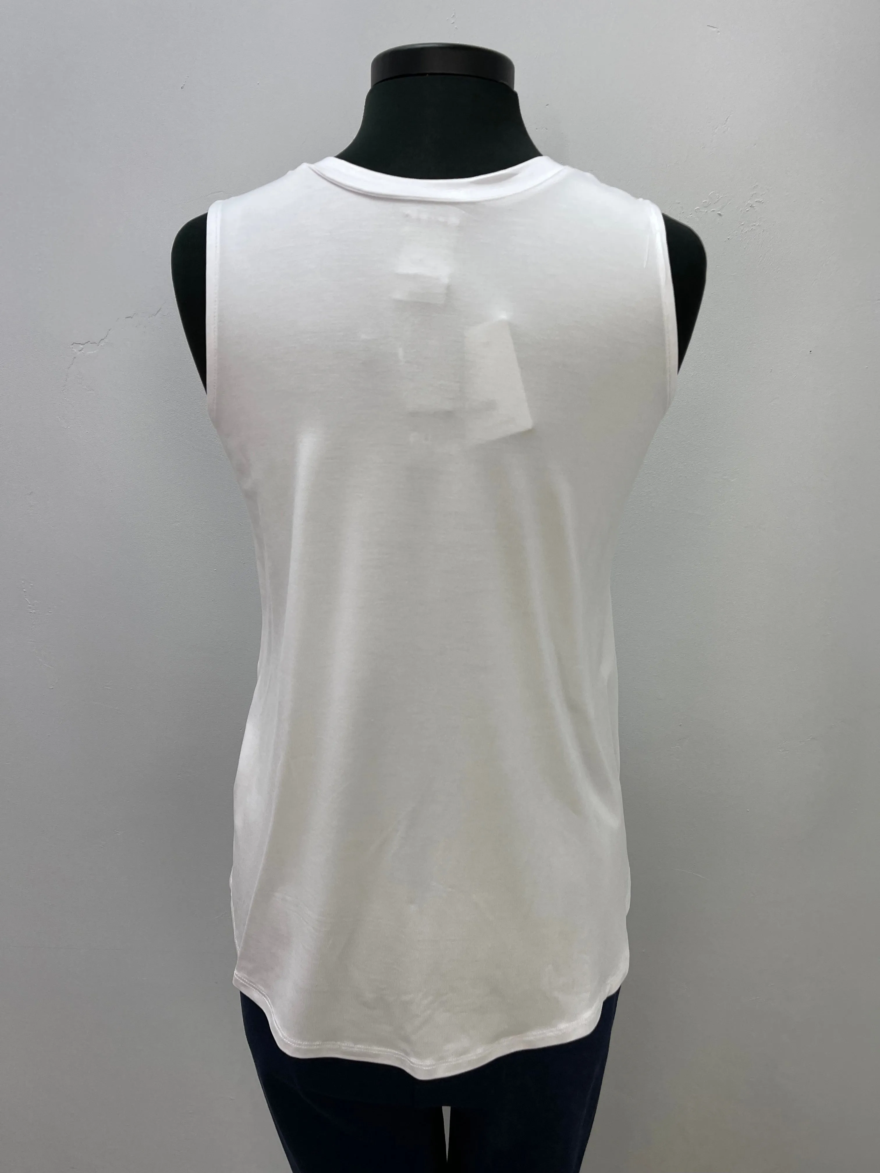 White Reversible Sleeveless V Neck Bamboo Tank