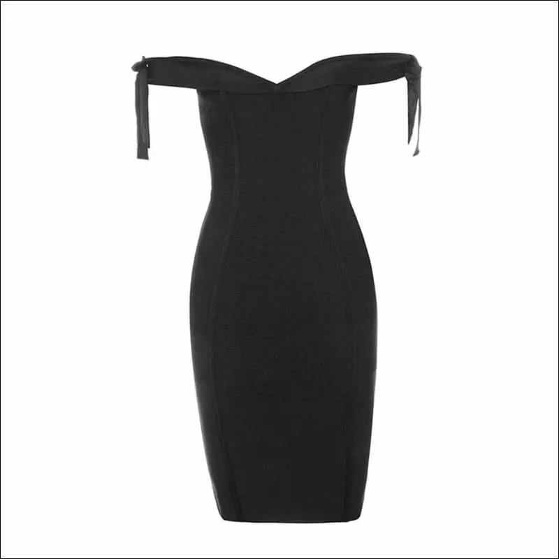 Winnal Womens Sexy Ruched Off Shoulder Bodycon Clubwear Stage Midi Dress