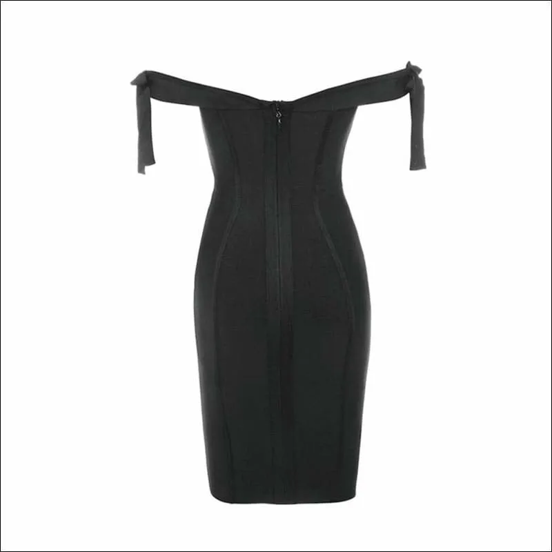 Winnal Womens Sexy Ruched Off Shoulder Bodycon Clubwear Stage Midi Dress