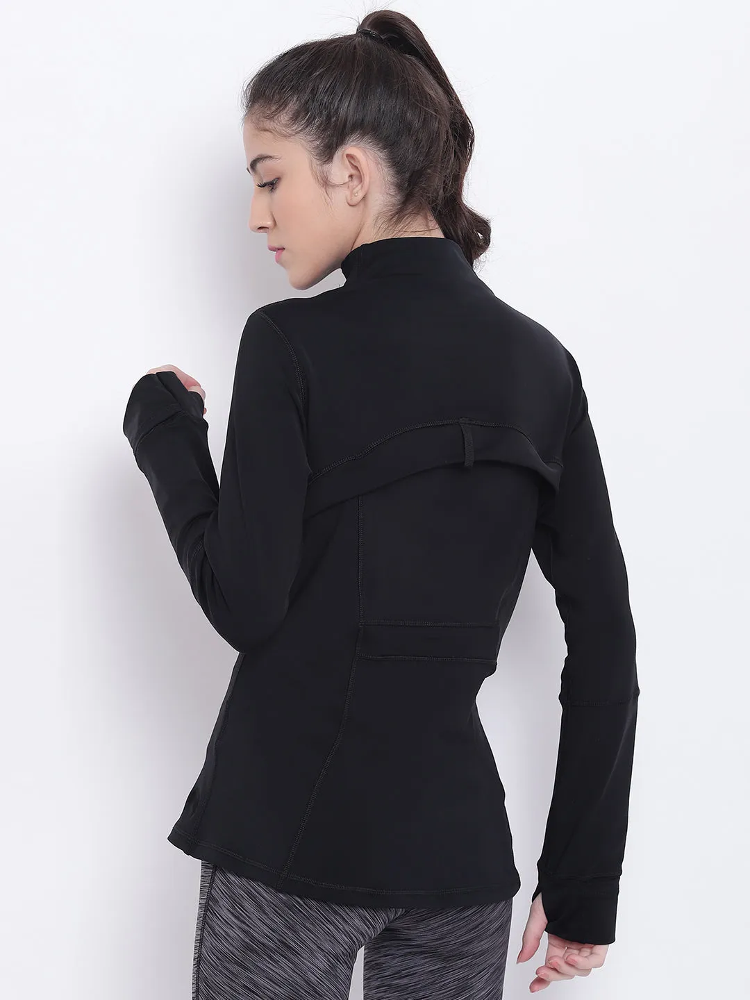 Women Black Sports Sporty Jacket