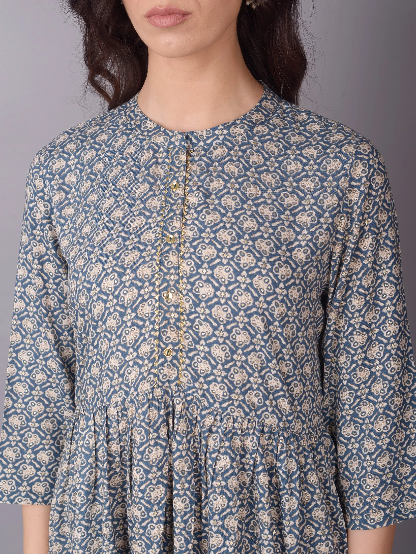 Women Grey Floral Printed Tunic