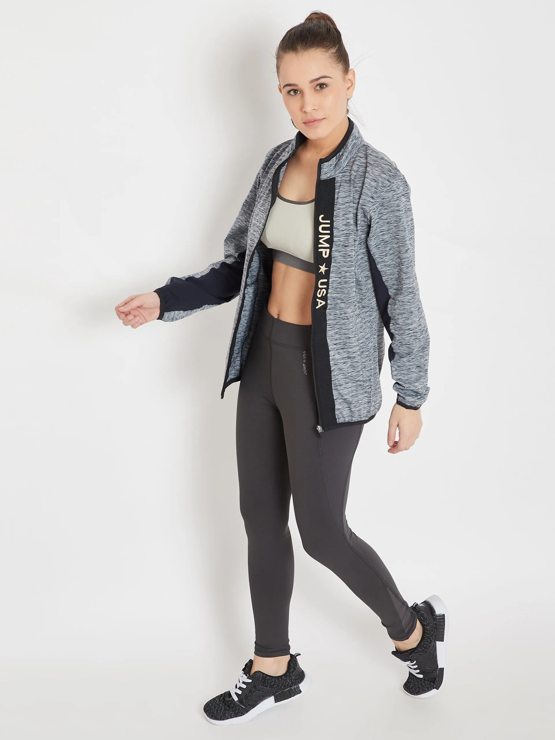 Women Sports Navy Blue Sporty Jacket