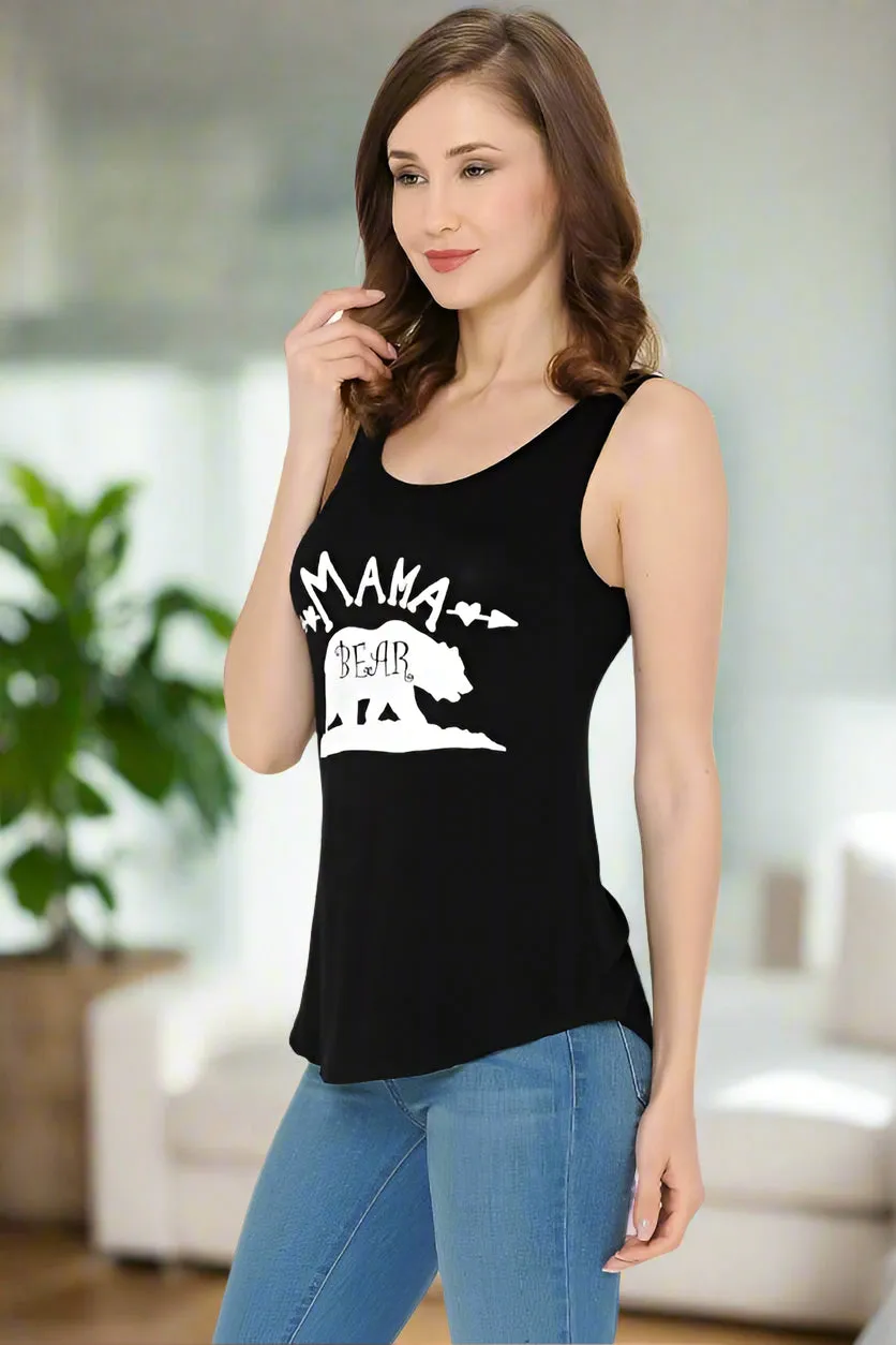 Womens Mama Bear Tank Top | Graphic Print Plus Shirt