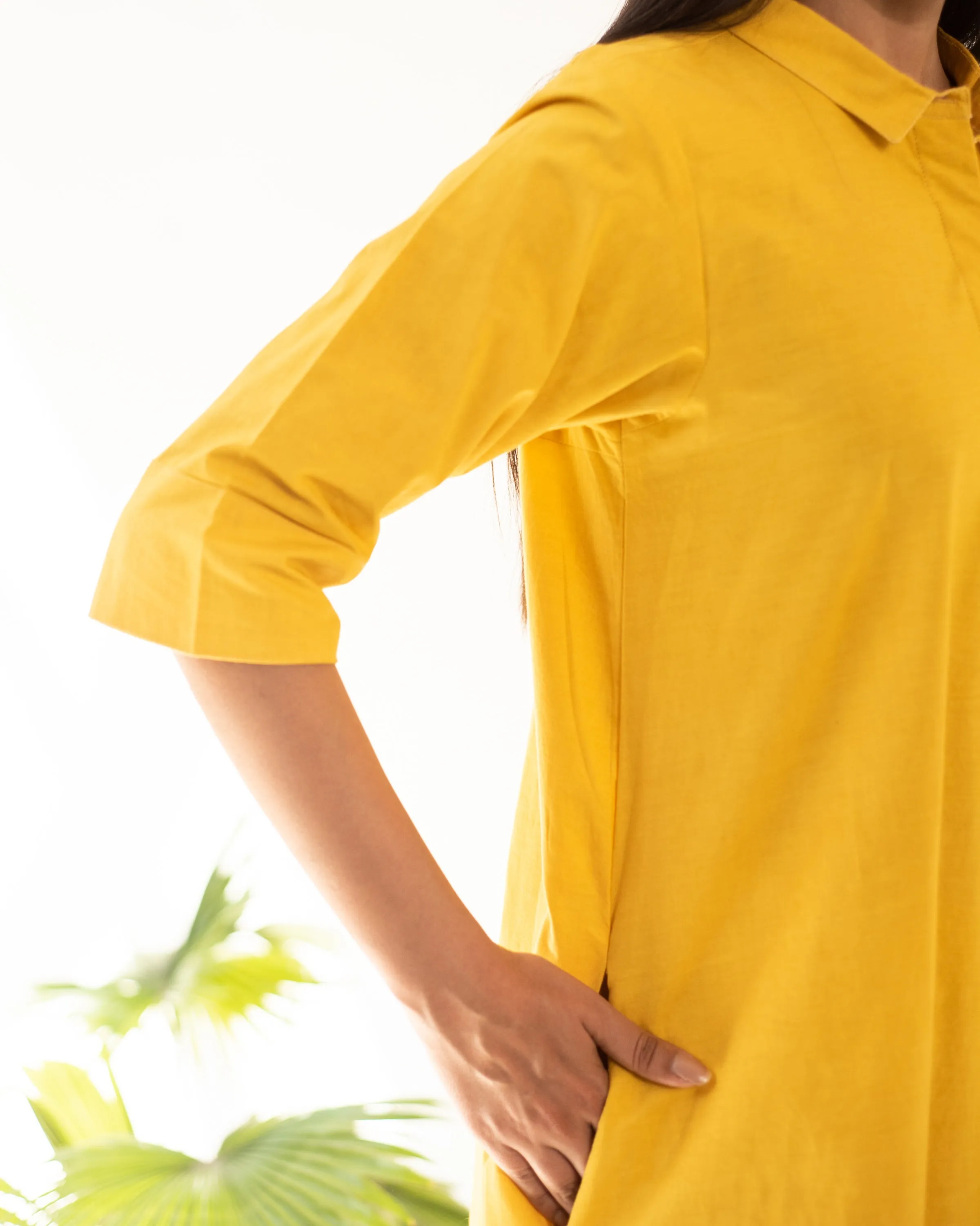 Yellow Shirt Tunic and Pant Set (Set of 2)